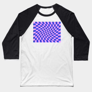 Twisted Checkered Square Pattern - Blue & Pink Baseball T-Shirt